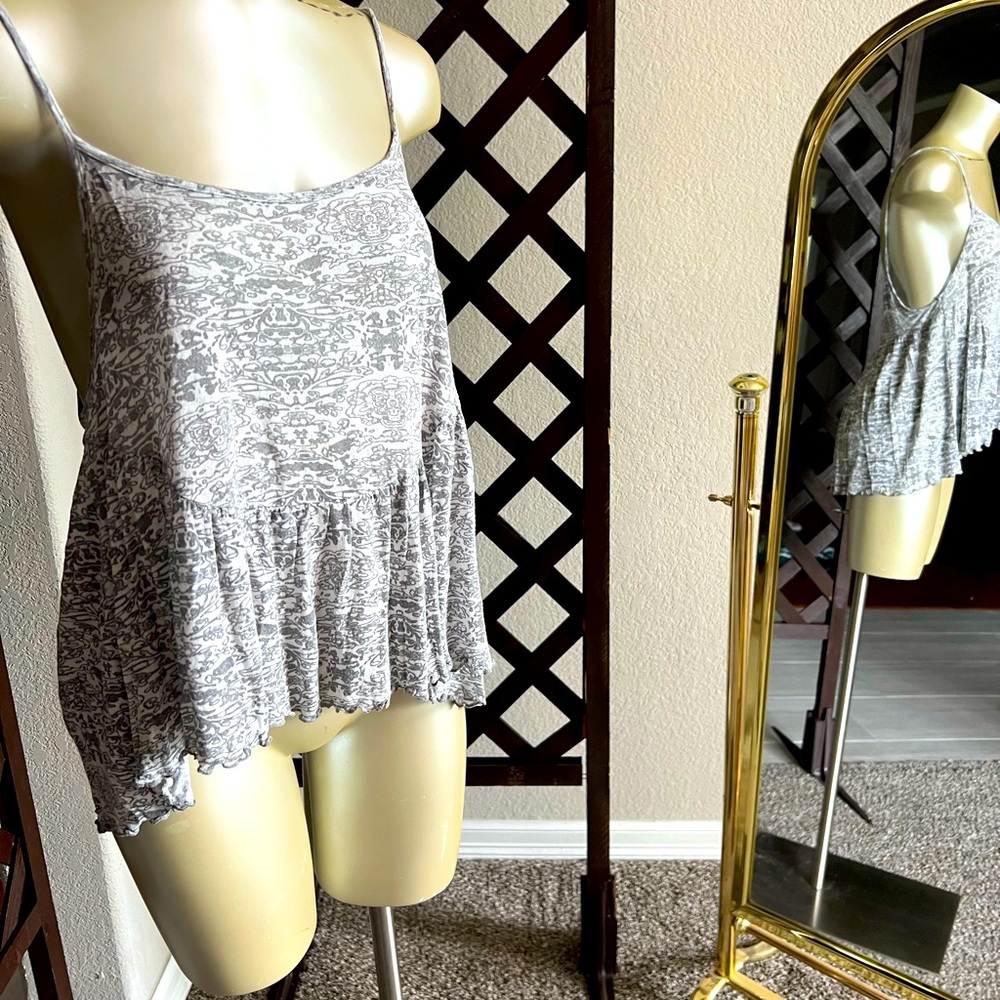 Urban Outfitters Grey and white Flowy Tank